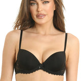 Sutien push-up microfibra si dantela Catrina R0888 negru