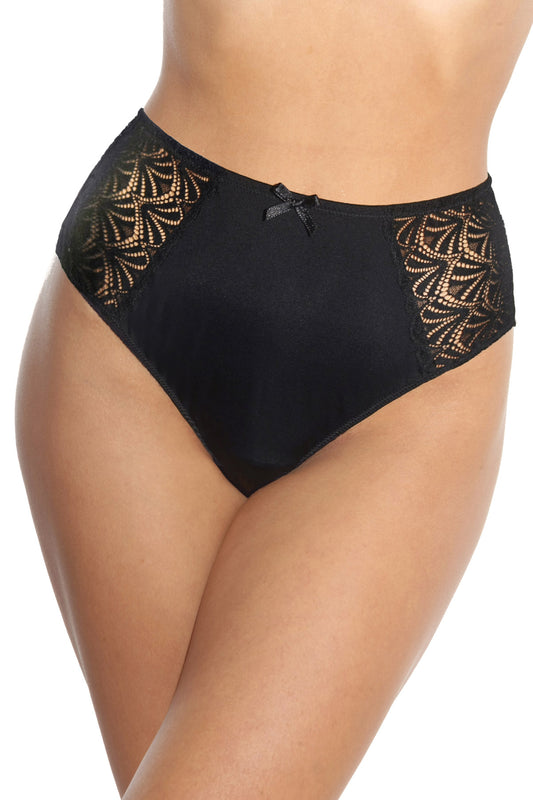 Black high-waisted Brazilian panty CATY S1799