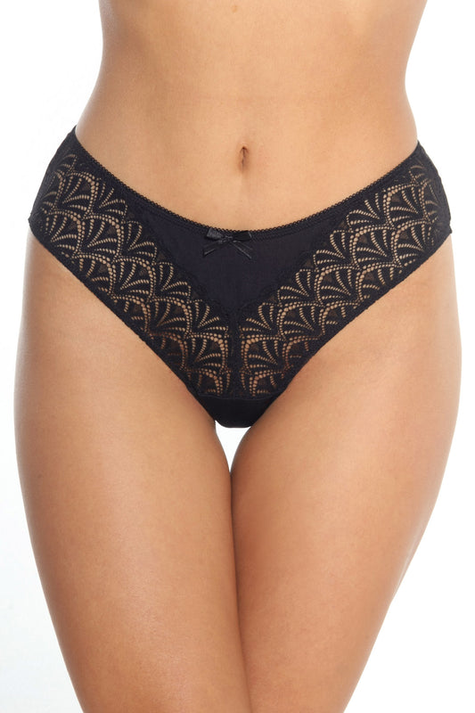 Black high-waisted Brazilian panty CATY S1789