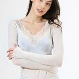 Bluza cu cașmir și decolteu in V nude BL007