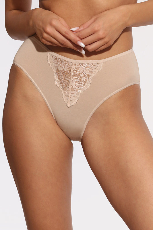 Chilot clasic cu talie inalta din bumbac nude FIONA S0727