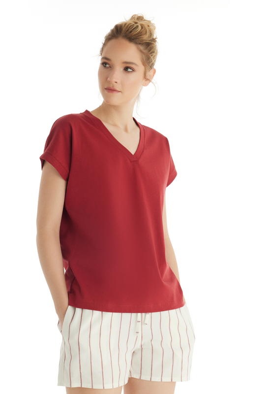 Tricou Dama Blackspade Simona T60553  Bumbac Bordo