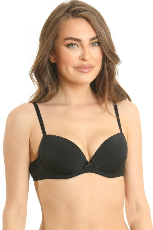 Sutien push-up microfibra si dantela OLGA R1445 negru