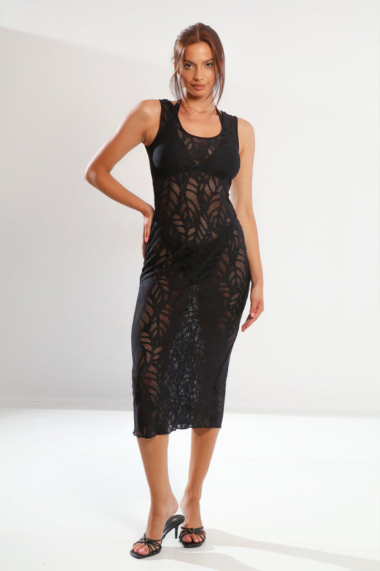 Rochie de plajă negru DA008