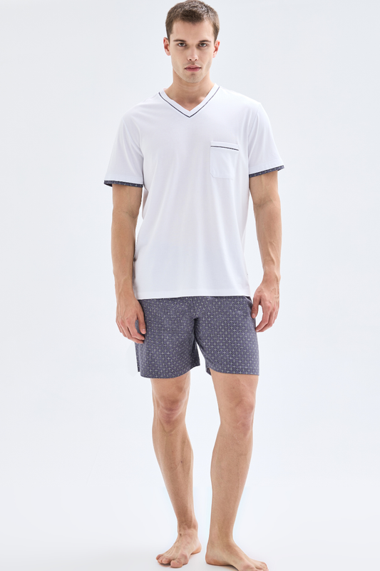 Pijama Blackspade alb/gri FLORIS 40895C