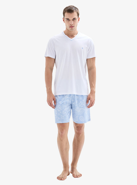 Pijamale Blackspade alb/albastru IONEL 40898C