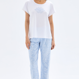 Pijama damă premium Blackspade alb/albastru SONIA 52027C