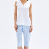 Pijama damă premium Blackspade alb/albastru SONIA 52029C