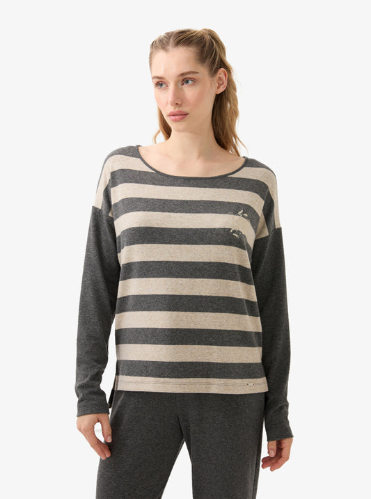 Bluza de pijama antracit-roz dungi Blackspade RODICA 51971
