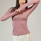 Bluza cu cașmir și modal cu decolteu bărcuță roz CACHMERE BL005