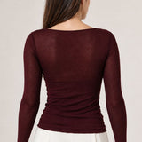Bluza cu cașmir și modal cu decolteu in V visiniu CACHMERE BL011