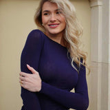 Bluza cu cașmir și modal cu decolteu barcuță bleumarin BL005