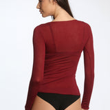 Bluza cu cașmir și decolteu bărcuță burgundy BL005