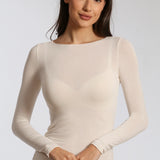 Bluza cu cașmir și decolteu barcuță nude BL005