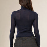Bluza tip maletă cu cașmir și modal bleumarin BL006