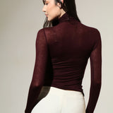 Bluza tip maletă cu cașmir și modal visiniu BL006