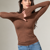 Bluza tip maletă cu cașmir și modal maro deschis BL006