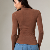 Bluza tip maletă cu cașmir și modal maro deschis BL006