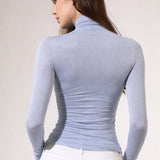 Bluza tip maletă cu cașmir și modal albastru BL006