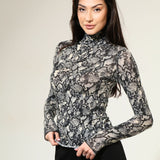 Bluza tip maletă cu cașmir și modal piton print BL006i