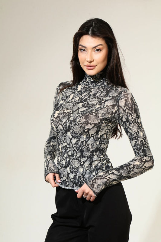 Bluza tip maletă cu cașmir și modal piton print BL006i