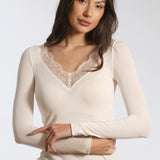 Bluza cu cașmir și decolteu in V nude BL007