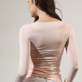 Bluza cu decolteu barcuta roz CARINA BL009