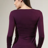 Bluza cu decolteu barcuta visiniu CARINA BL009
