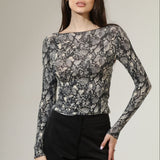 Bluza cu cașmir și modal cu decolteu bărcuță piton print BL005i