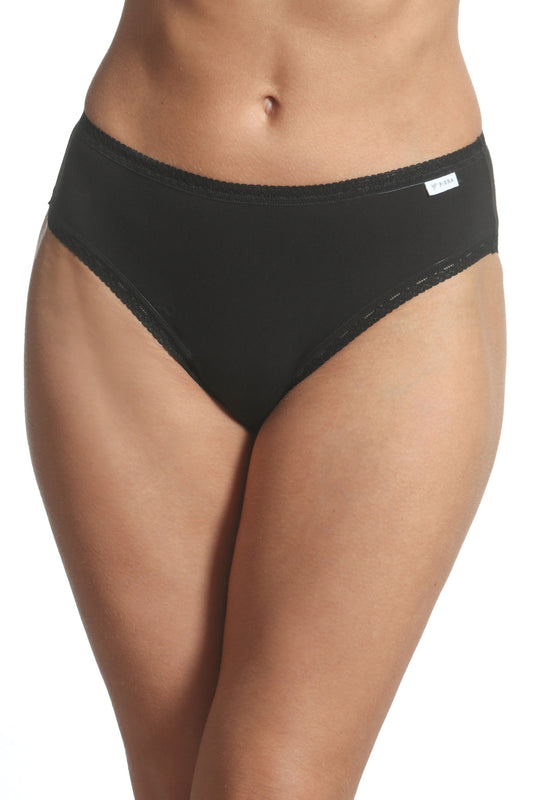 Brazilian high waist cotton panties Black CECILIA S1795