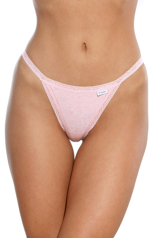 Set 3 chiloti tanga din bumbac roz melanj CECILIA S1792