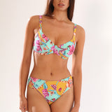 Sutien de baie clasic neburetat turcoaz imprimat TINDARI DR714