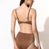 Slip de baie clasic talie inalta maro SCILLA DS729