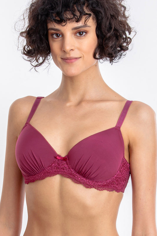 Sutien clasic din microfibra bordo NINA R1309