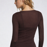 Bluza cu cașmir și modal cu decolteu în V maro BL007