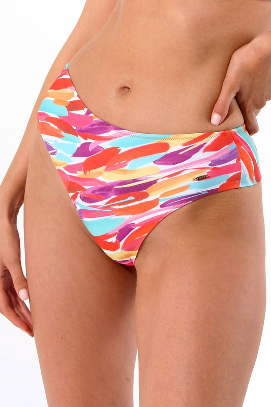 Slip de baie brazilian Inalt Rosu imprimat Palau DS603