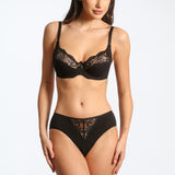 Chilot clasic cu talie inalta din bumbac negru FIONA S0727