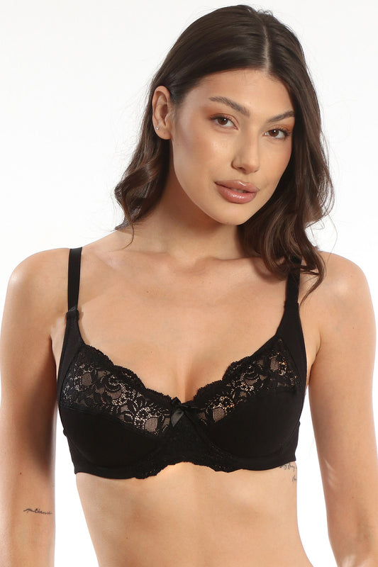Sutien din bumbac negru clasic FIONA R0485