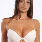 Sutien push up alb cu bretele transparente Lucia R0886