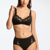 Chilot clasic cu talie înaltă din bumbac negru FIONA S1506