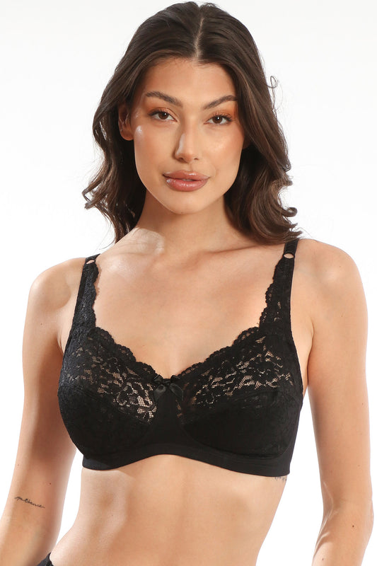Sutien negru din bumbac cu dantela Fiona R1103