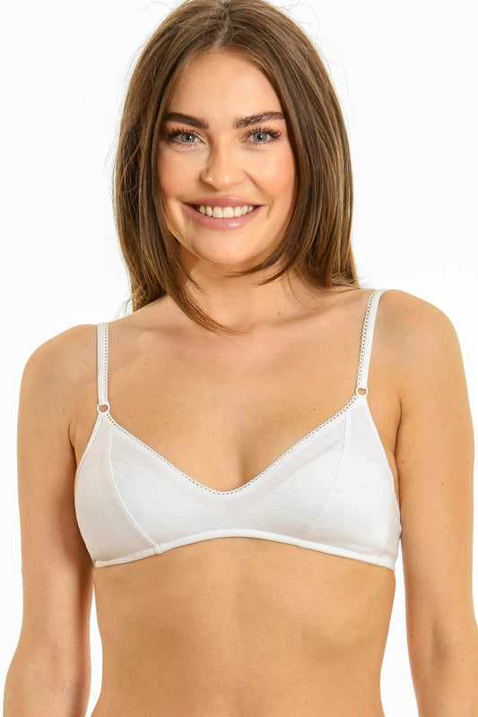 Sutien bralette din bumbac alb ADELIA R1423