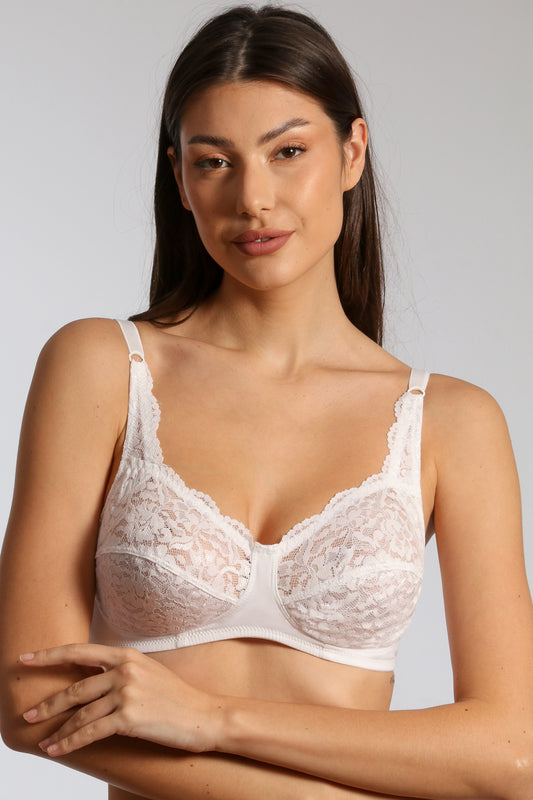 Sutien clasic din dantela alb CARA R1430
