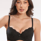 Sutien clasic din dantela OLGA R1447 negru