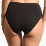 Chilot clasic cu talie înaltă din bumbac negru FIONA S0656