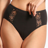 Chilot clasic cu talie înaltă din bumbac negru FIONA S0656