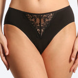 Chilot clasic cu talie inalta din bumbac negru FIONA S0727