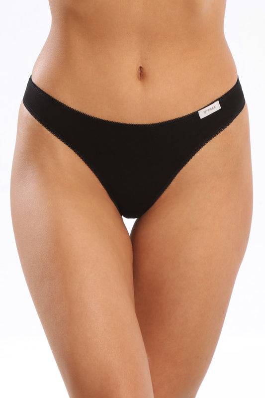 Set 3 chiloti tanga din bumbac negru CAMI S0835N