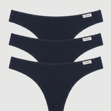 Set 3 buc chiloti tanga din bumbac bleumarin CAMI S0835
