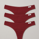 Set 3 buc chiloti tanga din bumbac bordo CAMI S0835